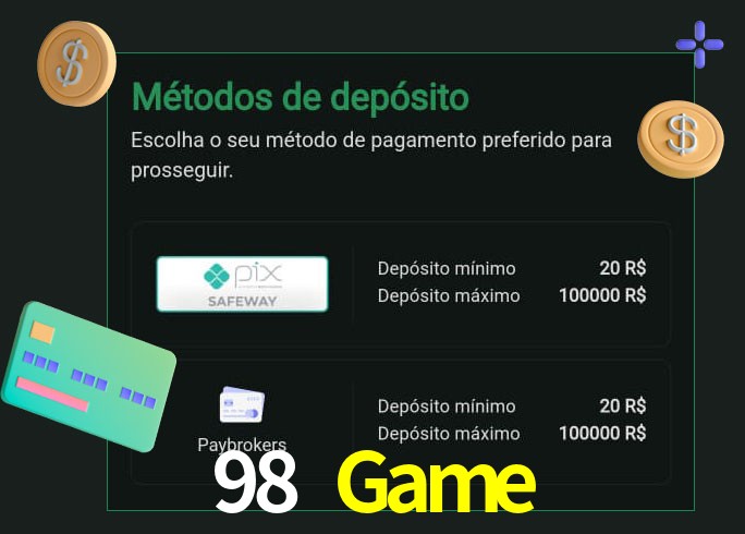 O cassino 98 Game oferece uma grande variedade de métodos de pagamento